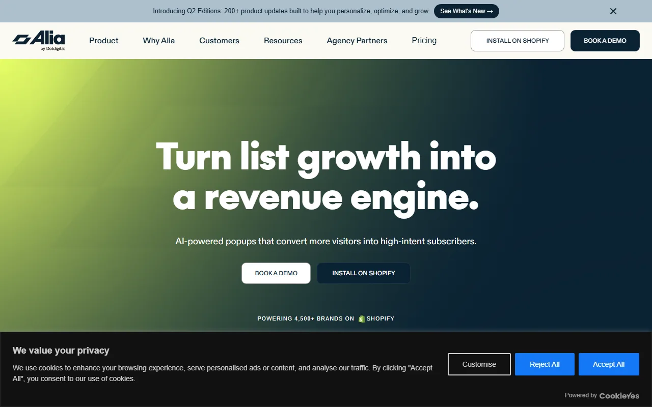 Alia Popups screenshot — interface view 1