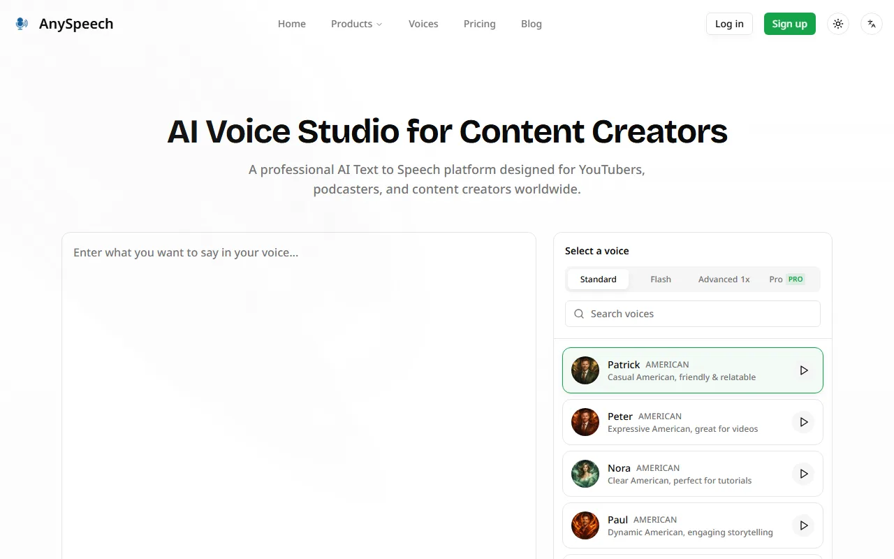 AnySpeech screenshot — interface view 1
