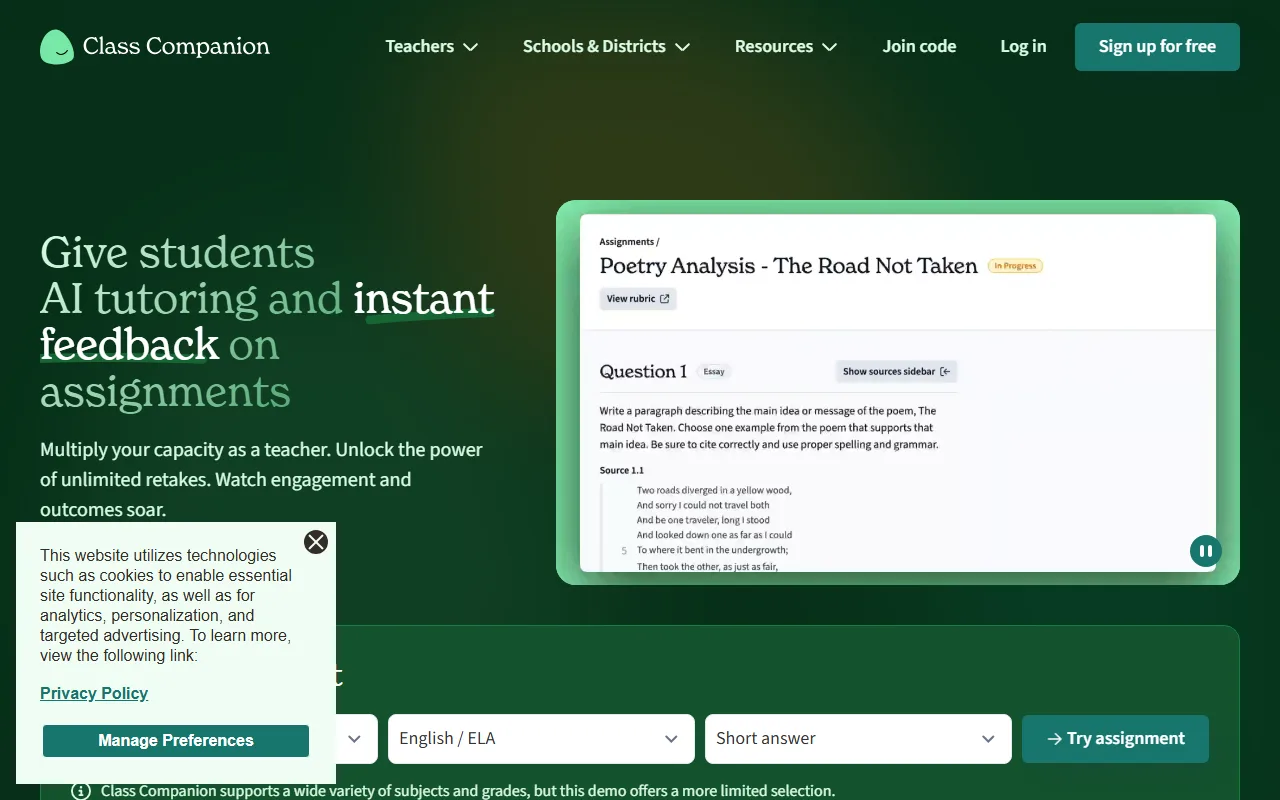 Class Companion screenshot — interface view 1