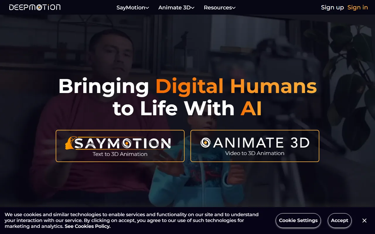 DeepMotion screenshot — interface view 1