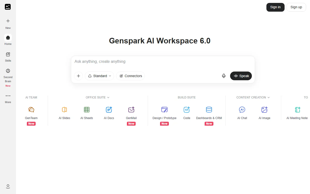 Genspark screenshot — interface view 1