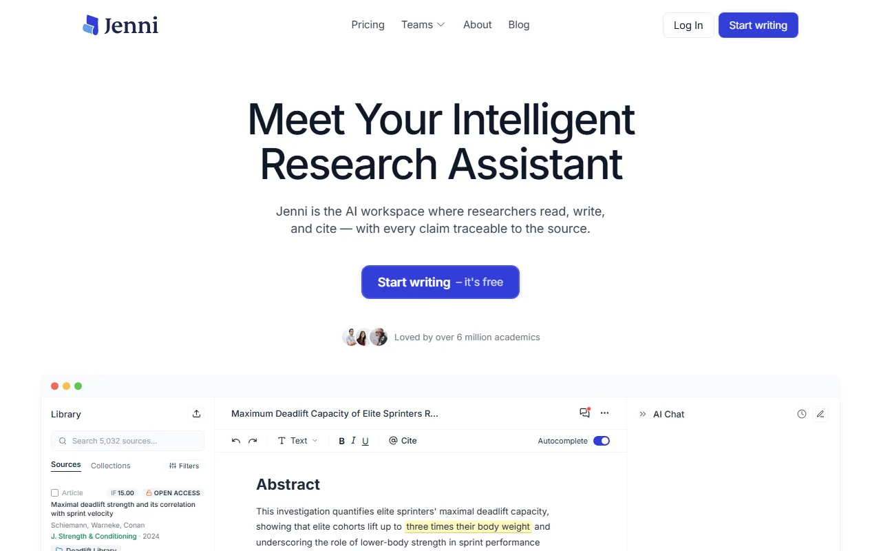 Jenni AI screenshot — interface view 1