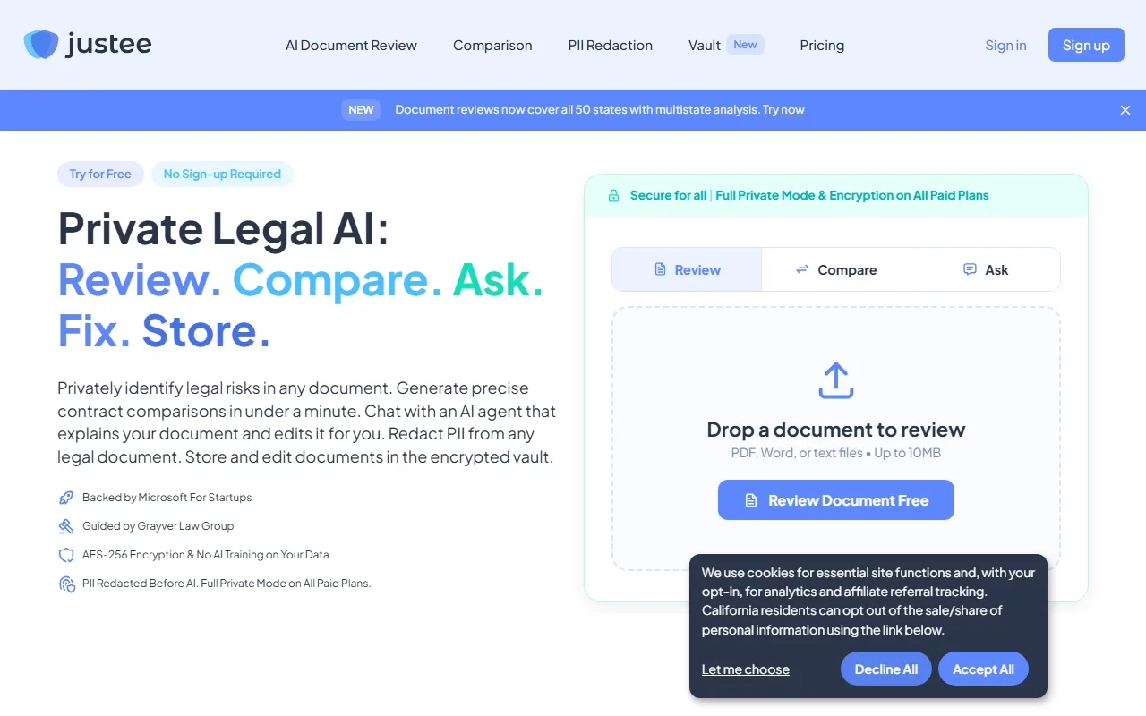 Justee screenshot — interface view 1