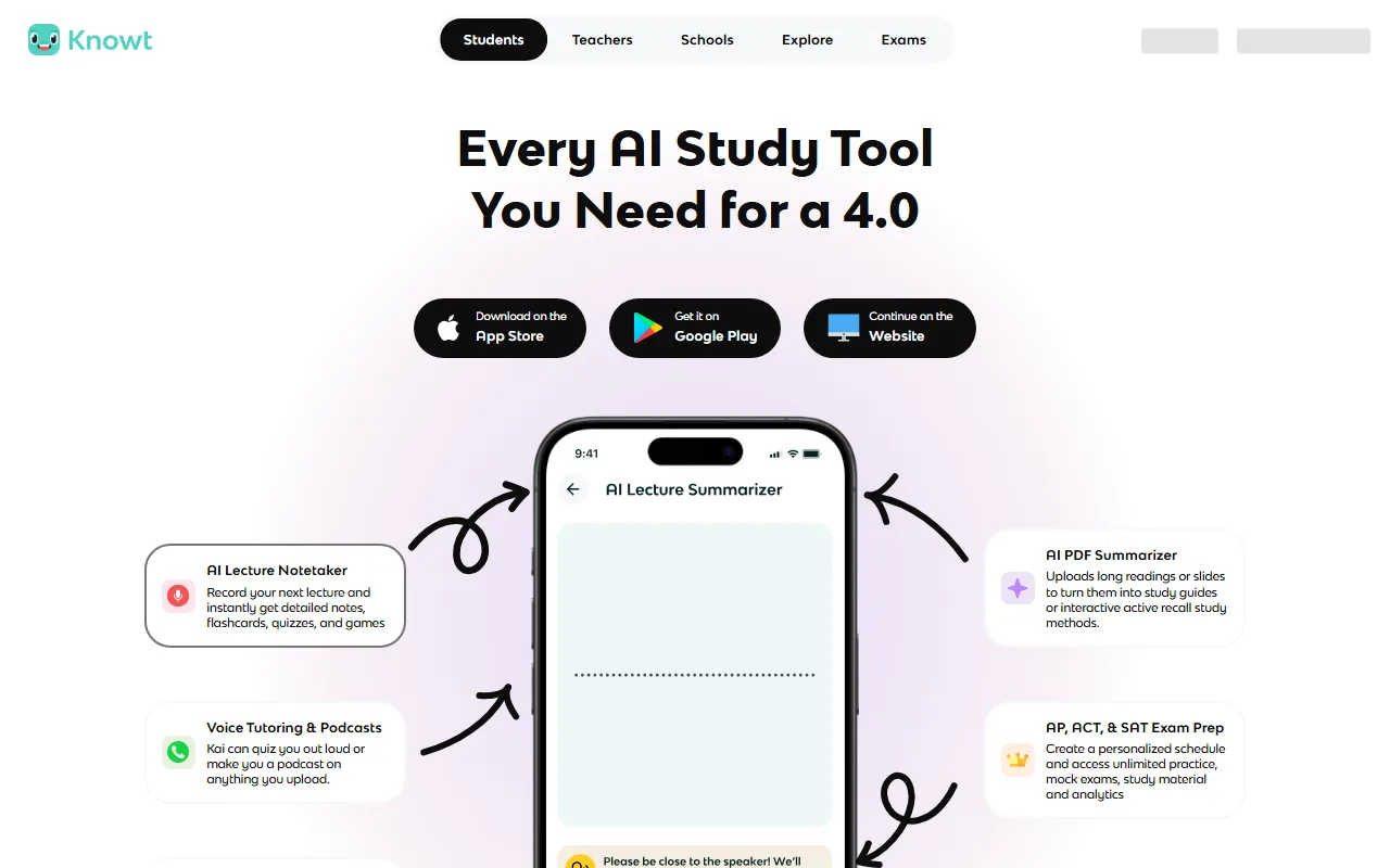 Knowt screenshot — interface view 1