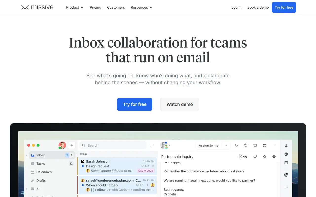 Missive screenshot — interface view 1