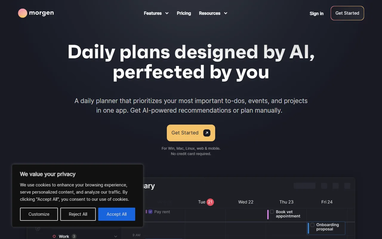 Morgen screenshot — interface view 1