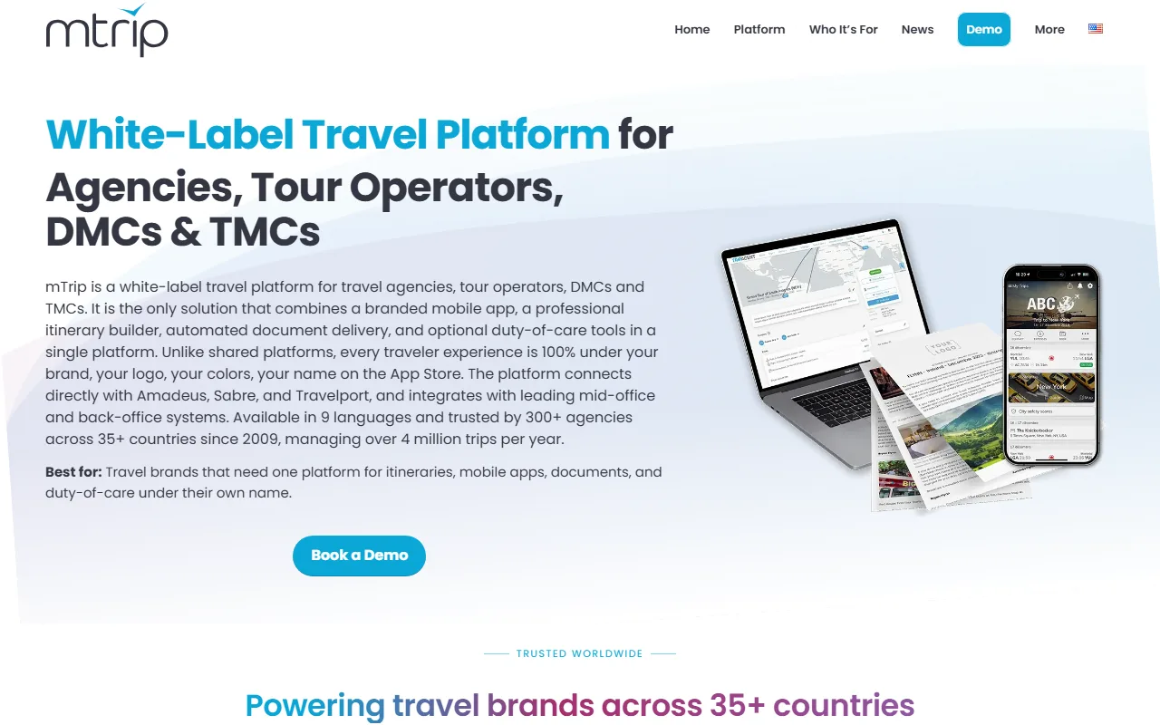 mTrip screenshot — interface view 1