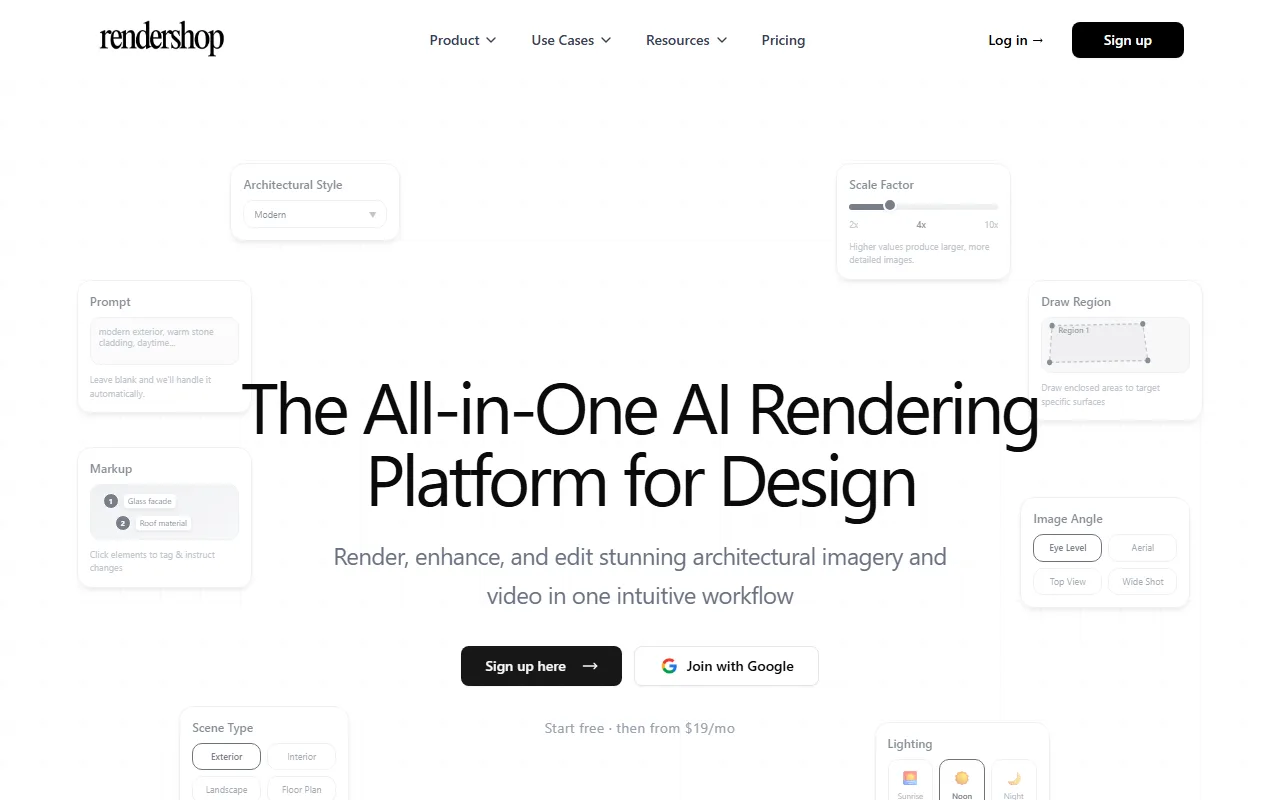 Rendershop screenshot — interface view 1