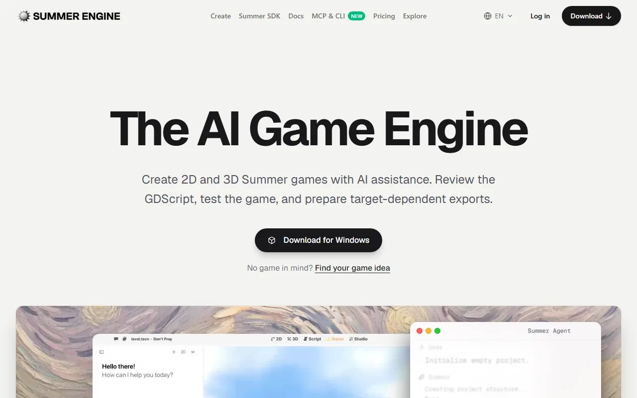 Summer Engine screenshot — interface view 1