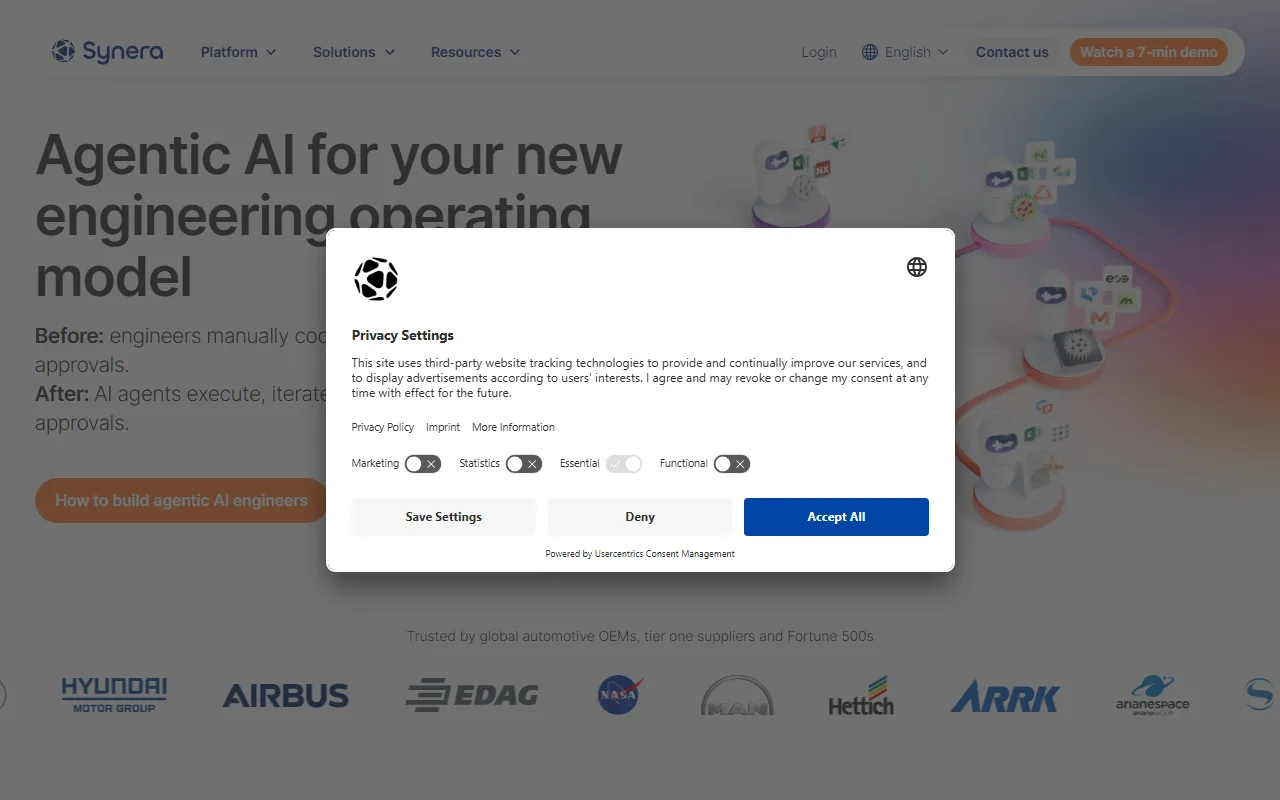 Synera screenshot — interface view 1
