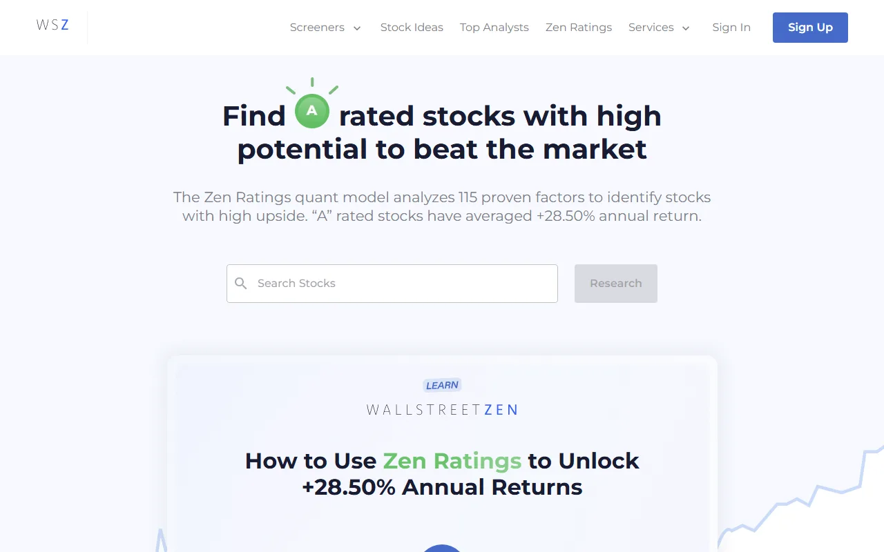 WallStreetZen screenshot — interface view 1